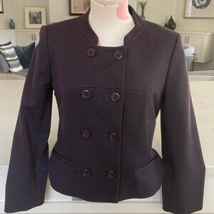 Baia Double Breasted Viscose Polyamide Lined Cropped Jacket Deep Plum Sz 4